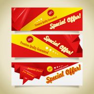 Red discount origami banner collection N2