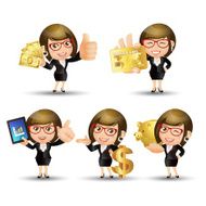 People Set - Business Businesswoman finance set Gold 1