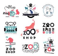 Set of Zoo Pet shop logo and design elements