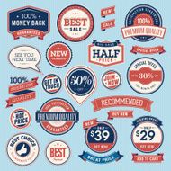 Set of vintage badges and ribbons