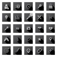 Set of flat design icons with long shadows N5