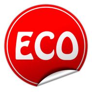 ECO round red sticker on white background