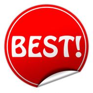 Best round red sticker on white background