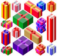 Set of various sizes colorful gift boxes