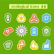 Ecological icons on leaves set 2