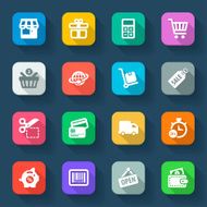 Shopping flat icons Colorful