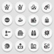 Commerce black icons on with buttons