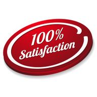 Oval red hundred percent satisfaction button