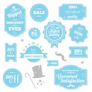 Set of Vintage Retro Stickers Labels and Ribbons Blue