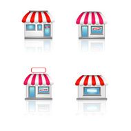 Cute shop icons with awnings