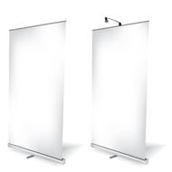 Blank roll up banner on white background
