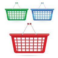 shopping basket vector illustration in three color