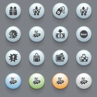 Medicine icons with color buttons on gray background Set 1