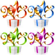 Vector gift box and New Year ribbons 2015 N2