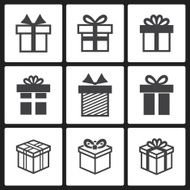 Vector Gift box black icons N2