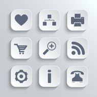 Web icons set - vector white app buttons N2