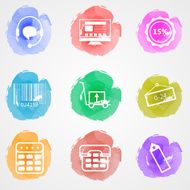 Creative colored vector icons for trade online