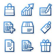 Shopping icons blue contour series