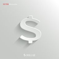 US Dollar Icon - vector white app button