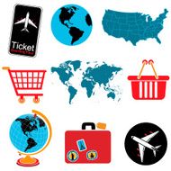 international shopping icons in color