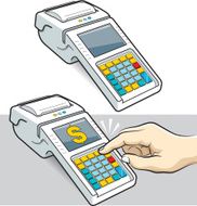 cash register and user