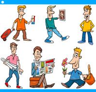 men characters set cartoon illustration N3