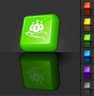hand with money bags 3D button design