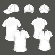Vector polo shirt and baseball cap design templates N2