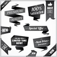 Black and white origami promotion ribbons