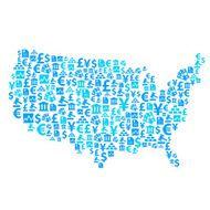 USA map financial icons