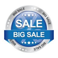 big sale blue silver button isolated background