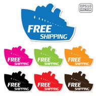 Free Shipping signs set presented by ship for business -eps10 vector