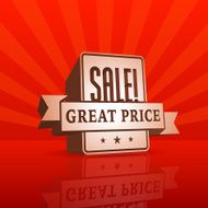 Red 3D vector text of sale discount price offer N77
