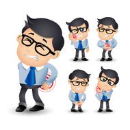 People Set - Sick Businessman with pain and diseases