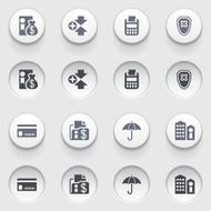 Banking icons on white buttons Set 1