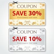 Gold silver Sale Coupon (banner) Vector design template (floral pattern)