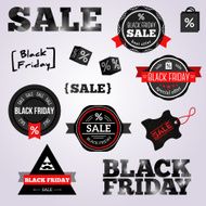 Abstract Black Friday labels and tags on a white background