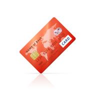 Detailed glossy red credit card icon
