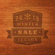 2015 Winter Sale Label On Wood Texture Vector Background