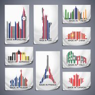 Set of colored barcode stickers made in the country
