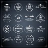 White premium quality stamps on dark background