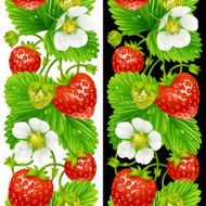 Vector strawberry seamless vertical pattern isolated on background