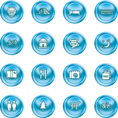 Tourist locations icon set N4