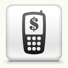 Square Button with Money Cellphone