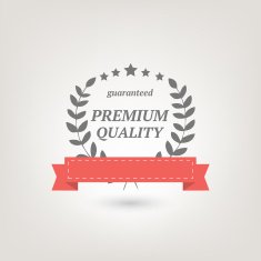Vector sign with red ribbon "Premium quality" N2
