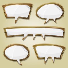 Paper Signs On Wood Speech Bubbles Set