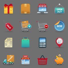 shopping icons set N48