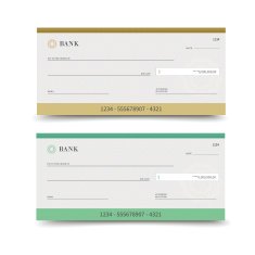 Bank check isolated