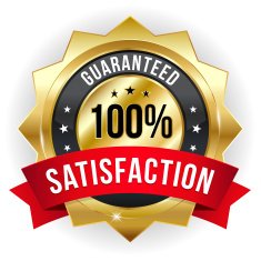 Gold red hundred percent satisfaction badge