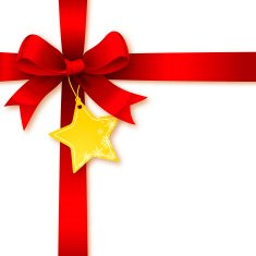 Ribbon Bow with Christmas Star Tag